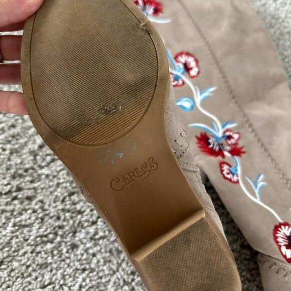 Carlos by Carlos Santana Suede Knee-High Boots Women’s 7.5 Brown Floral - Picture 2 of 8